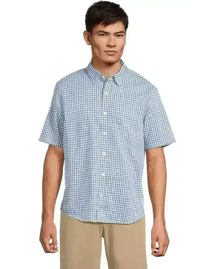 Men's L.L.Bean Comfort Stretch Performance Shirt, Short Sleeve, Slightly Fitted, Plaid