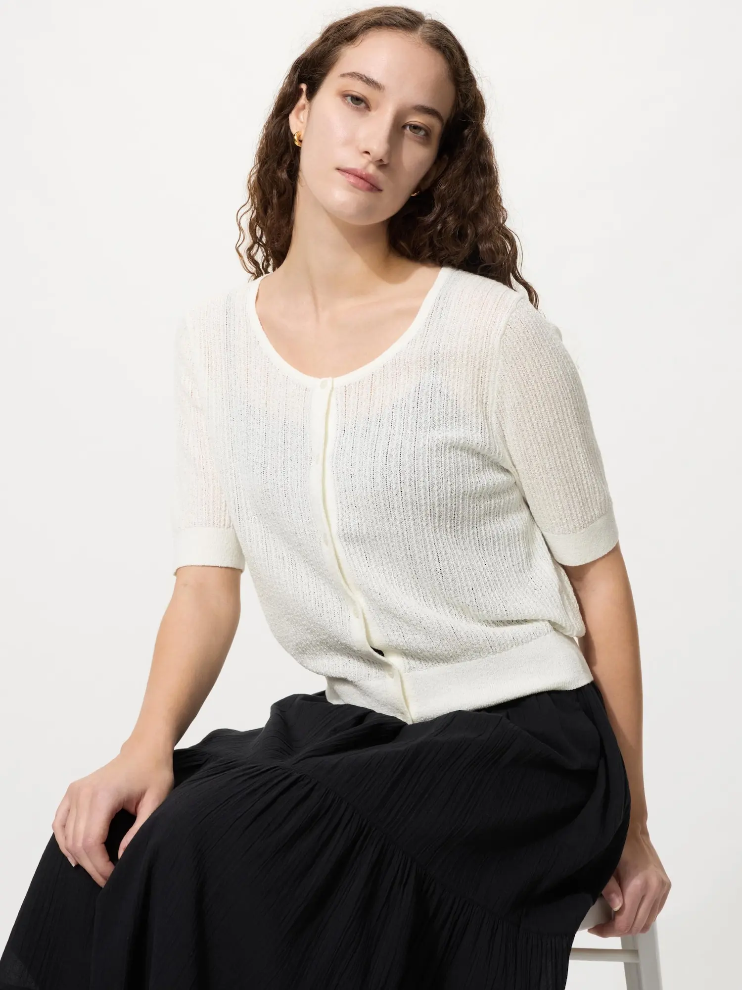 Кардиган Sheerly с круглым вырезом и короткими рукавами