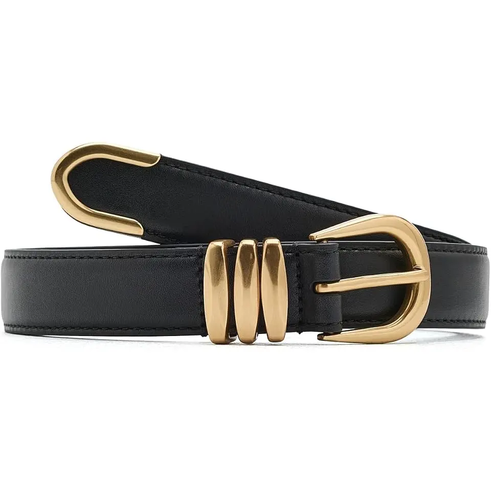 Metal-Keeper Leather Skinny Belt