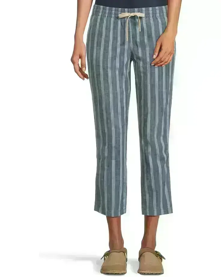 Petite Lakewashed Chino Pull-On Tapered Leg Chambray Ankle Pants