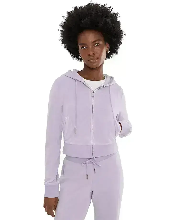 Women's Juicy Couture Luxe Velour Juicy Hoodie with Back Bling