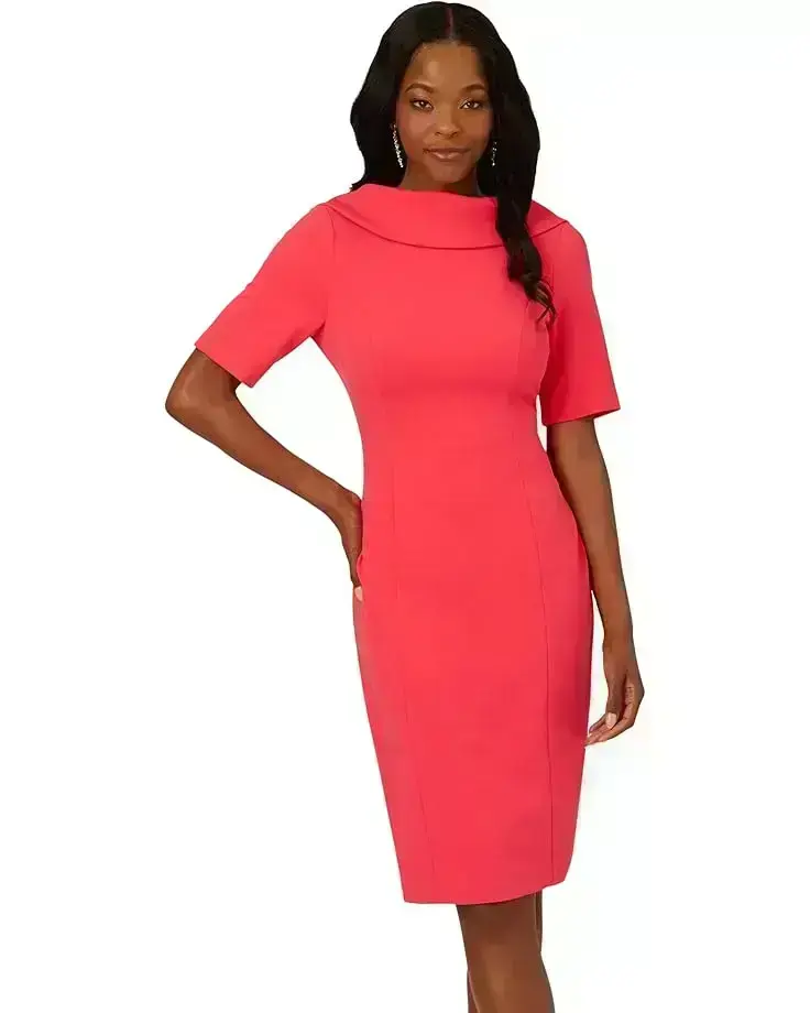 Women's Adrianna Papell Roll Neck Sheath With V Back