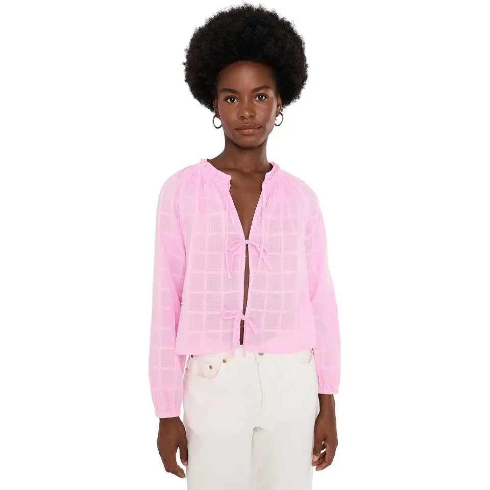 Fleur Tie Front Long Sleeve Blouse