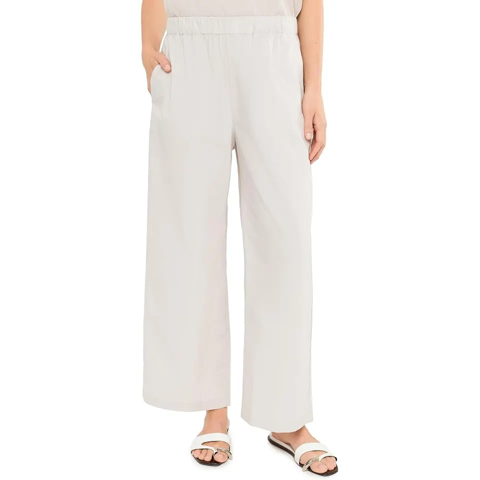 Stretch Organic Cotton Poplin Ankle Wide Pant