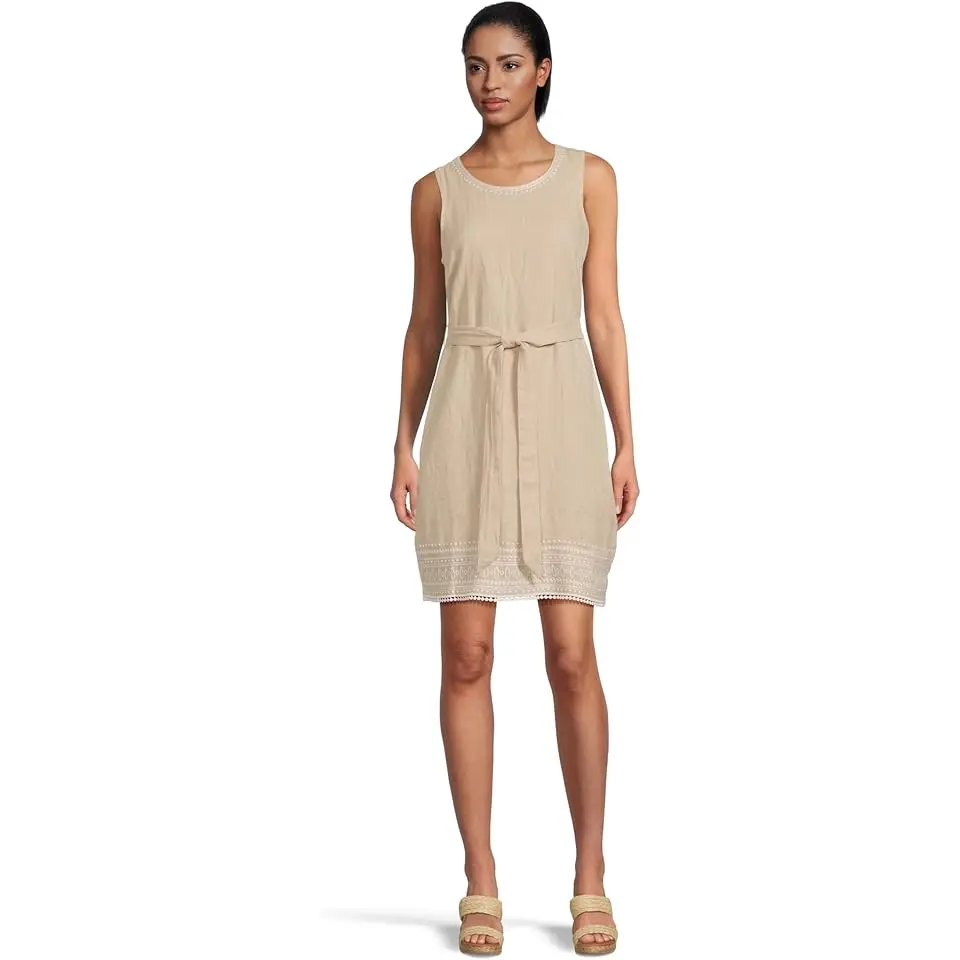 Two Palms Embroidered Sleeveless Shift Dress