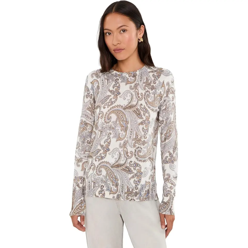 Petite Paisley Cotton-Modal Sweater