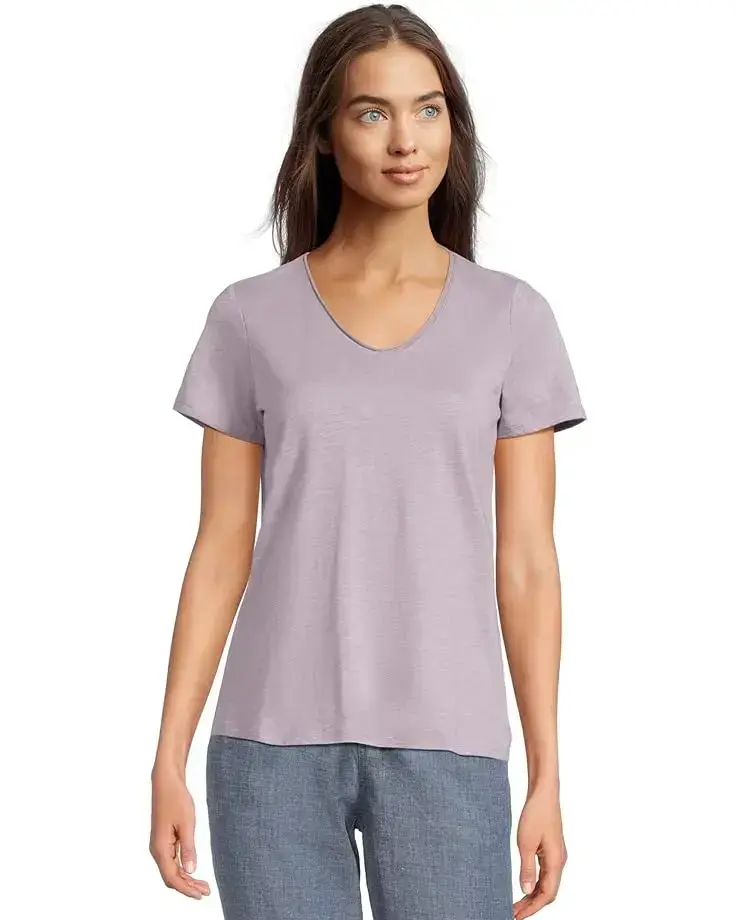 Women's L.L.Bean Organic Cotton V-Neck Short Sleeve Tee