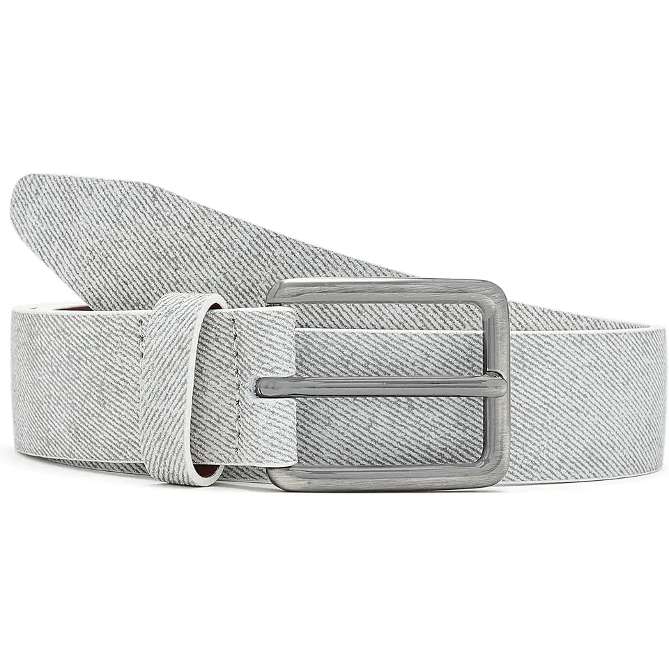 Fine Stripe Diagonal Leather Belt