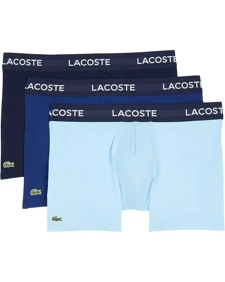 Men's Lacoste 3-Pack Solid with Semi Fancy Belt Underwear Trunks
