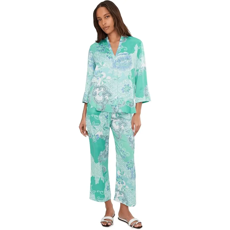 Flourish Printed Satin Pajama Set
