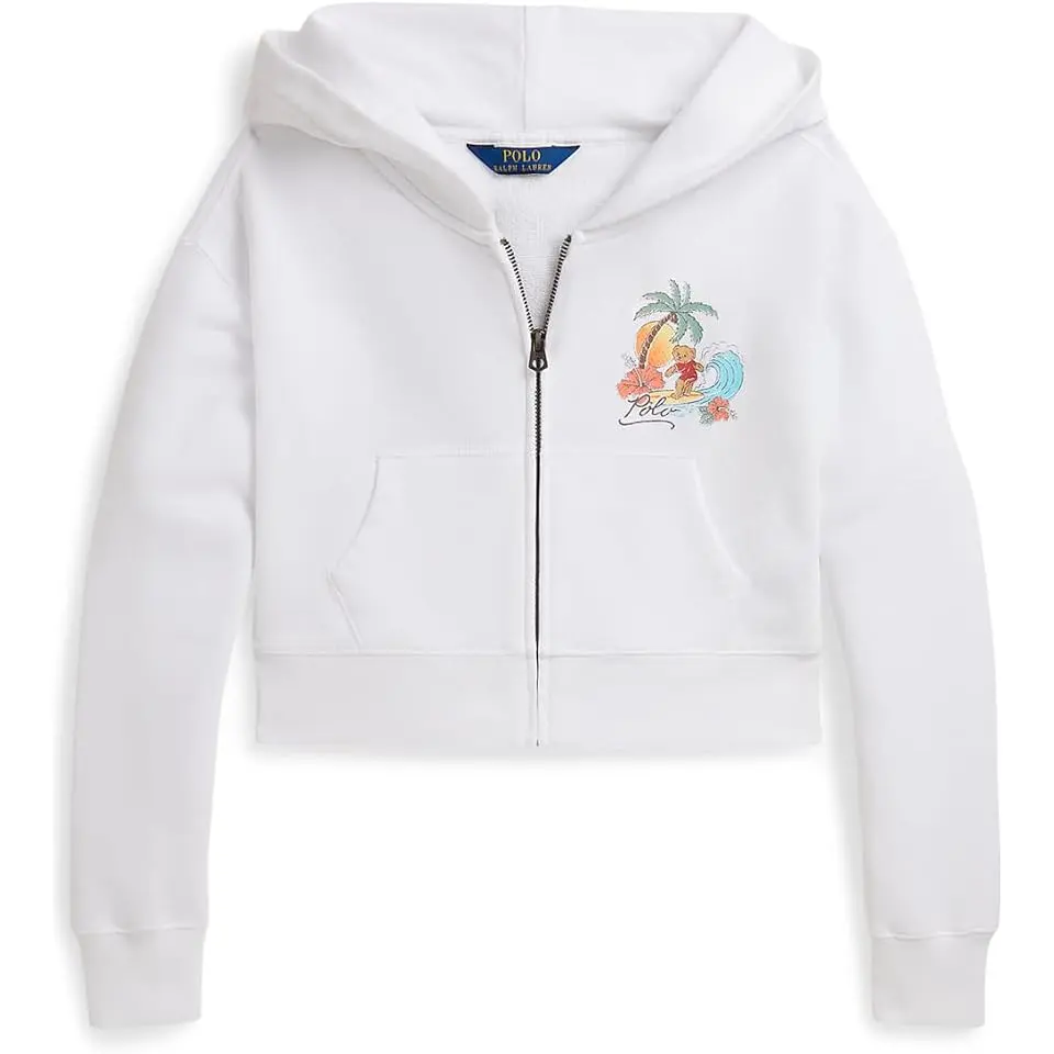 Polo Bear Terry Boxy Full Zip Hoodie (Big Kid)