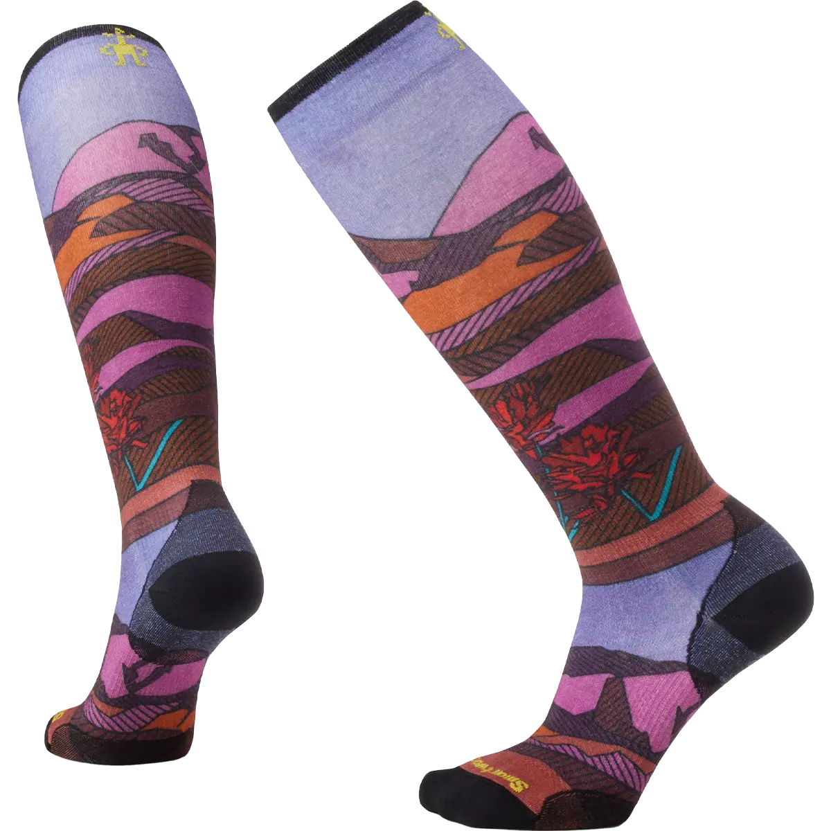 Women's Ski Floral Field Print Over The Calf Socks