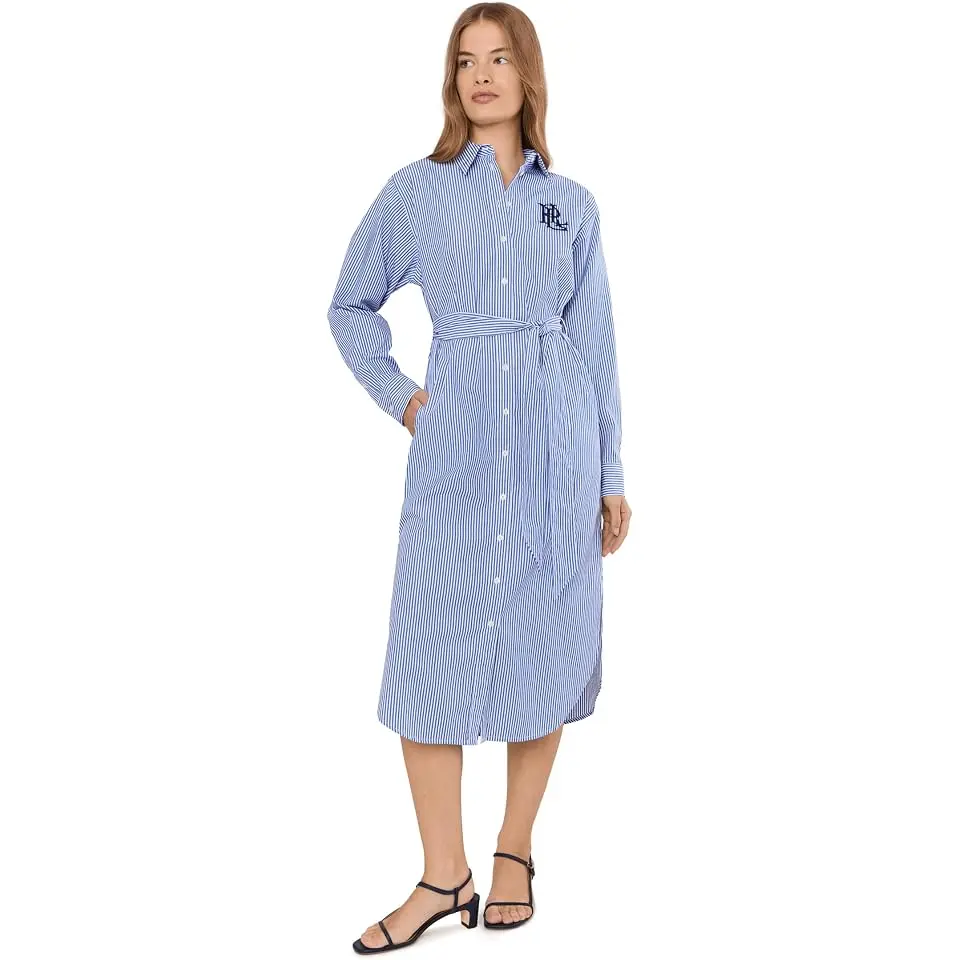 Petite Striped Cotton Broadcloth Shirtdress