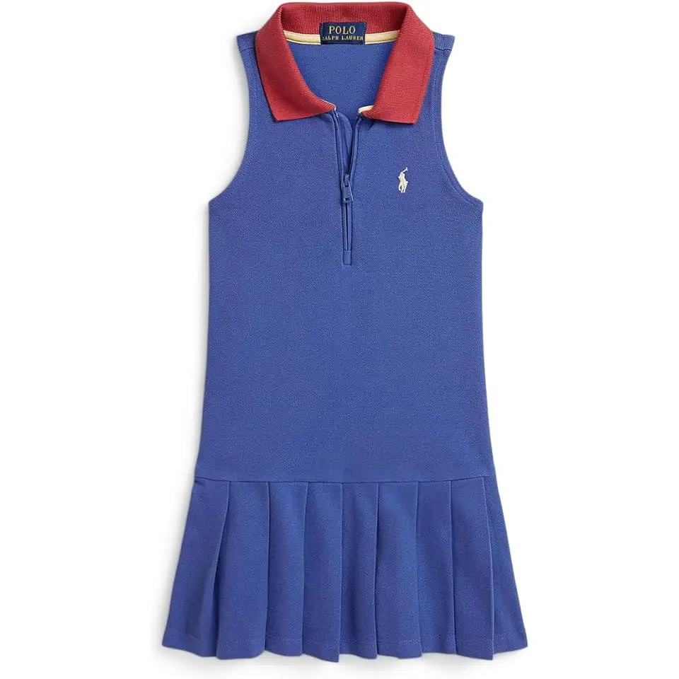 Pleated Mesh 1/4 Zip Polo Dress (Toddler/Little Kid)